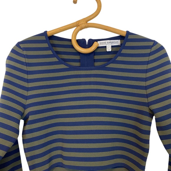 Good American | Striped Long Sleeve Crop Top Size 2 / M - Picture 4 of 10